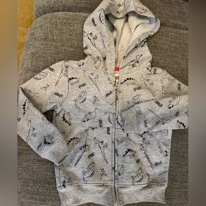 Alex & Jack NWT Gray Dinosaur Print Kids Zip- Up Hoodie with 2 Pockets Size 3T